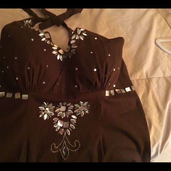 Brown halter top with beading - Picture 2 of 6